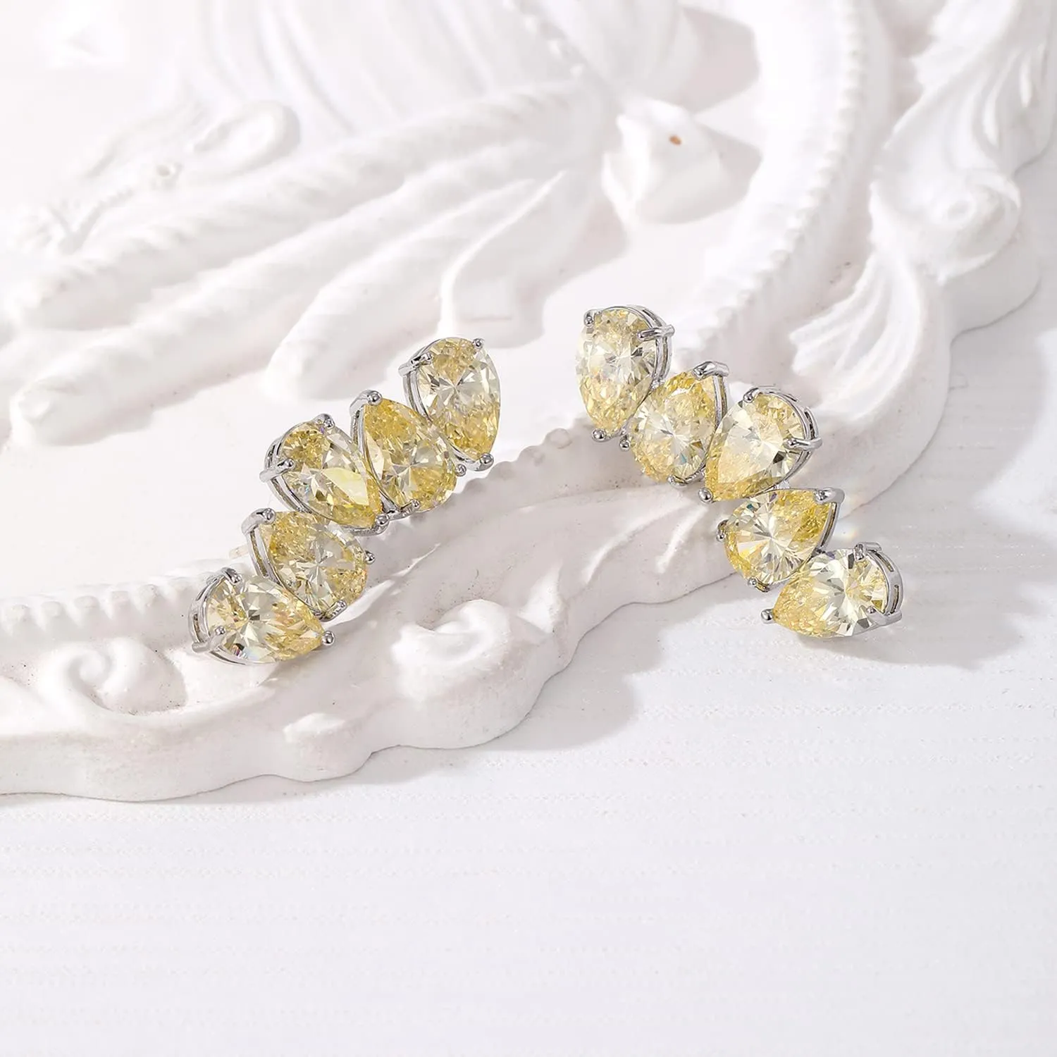 Wedding Earrings for Brides, Cubic Zirconia Simulated Diamond Earrings Statement Earrings for Women Prom Birthday Party Jewelry