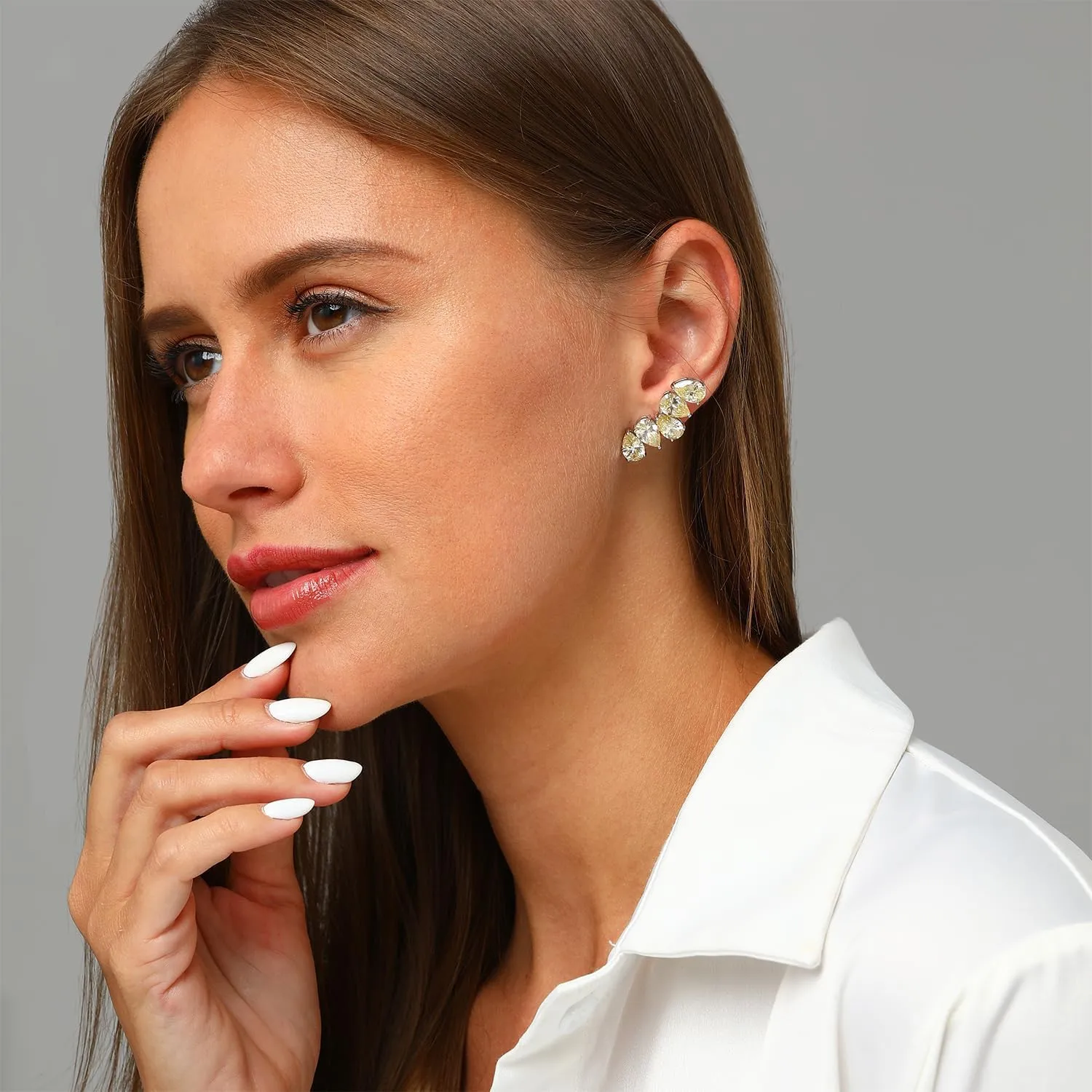Wedding Earrings for Brides, Cubic Zirconia Simulated Diamond Earrings Statement Earrings for Women Prom Birthday Party Jewelry