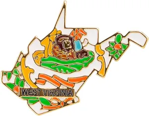 West Virginia State Shaped Map Lapel Metal Pin Enamel Brooch Keepsake Beautifully Designed for Backpack Hat