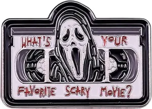 What's Your Favorite Horror Movie Vintage Tape Skull Badge Enamel Brooch Pin HORROR Heart Badge Punk Horror Heart Letter Enamel Pin-Style1