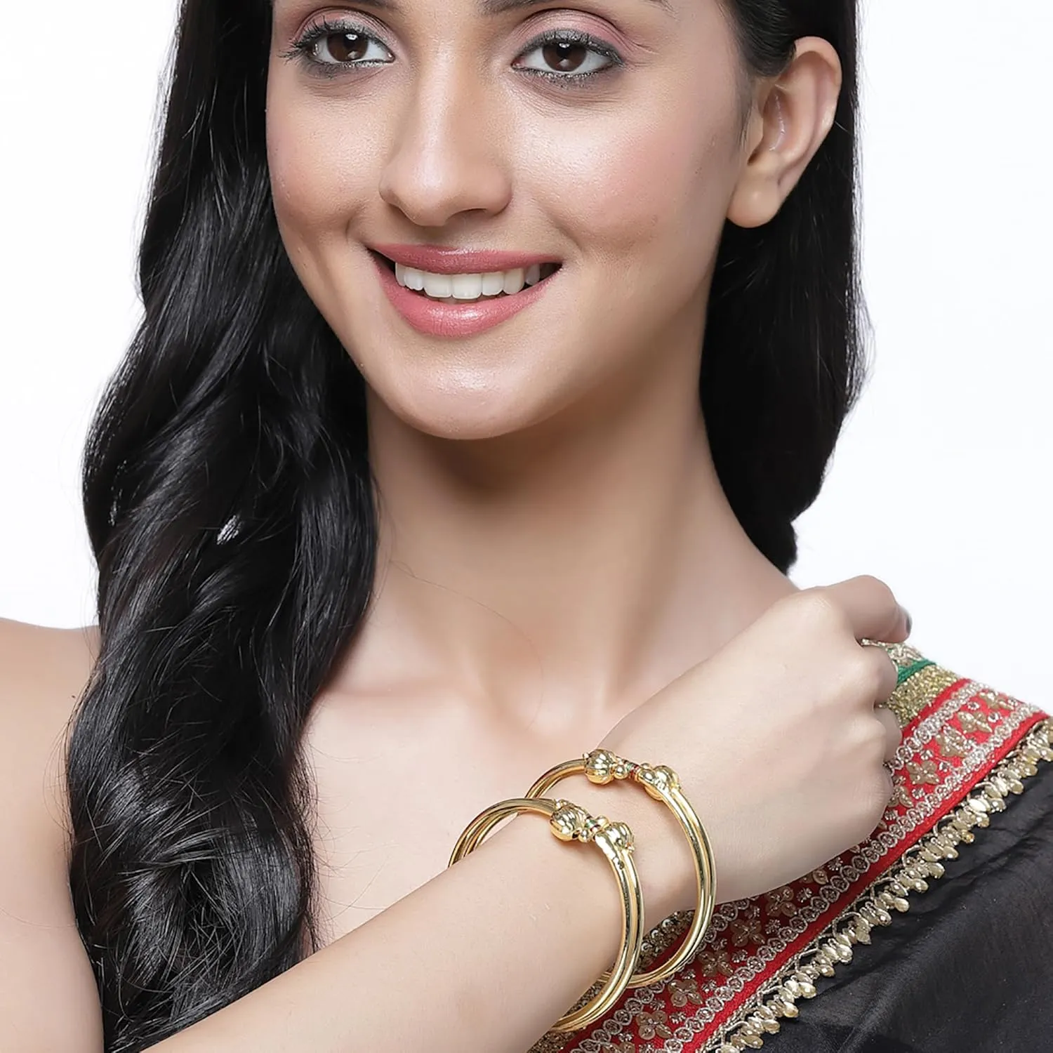 Women Combo Of Designer Victoria Bangles, Pearls Bangles, Trendy Gold Plated And Coinage Bangles - Pack Of 10 (2.4)