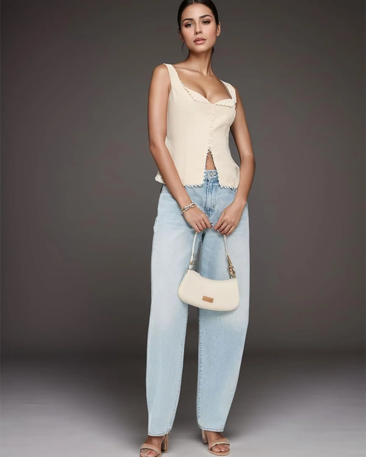 Women Cute Linen Crop Tank Tops Summer Going Out Top Y2k Side Zipper Sleeveless Backless Sweetheart V Neck Camisole