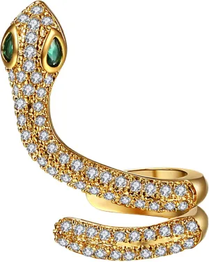 Women Ladys Snake Ear Cuff CZ Wrap Cartilage Rings Clip Non Piercing Unique Delicate Jewelry Accessories
