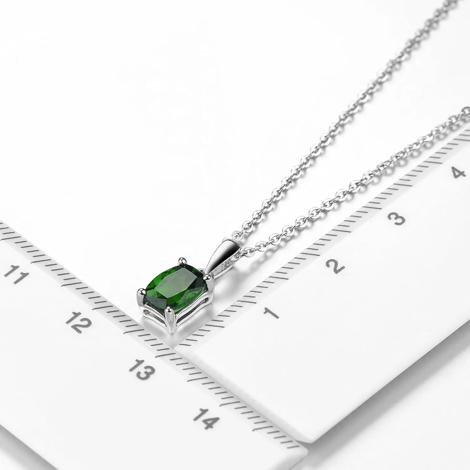 Women Pendant Necklace Sterling Silver Solid 925 Setting Cushion Cut 7x5mm Natural Gemstone Birthstone Pendants Rhodium Plated Classic Fine Jewelry for Her