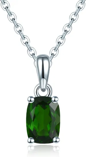 Women Pendant Necklace Sterling Silver Solid 925 Setting Cushion Cut 7x5mm Natural Gemstone Birthstone Pendants Rhodium Plated Classic Fine Jewelry for Her
