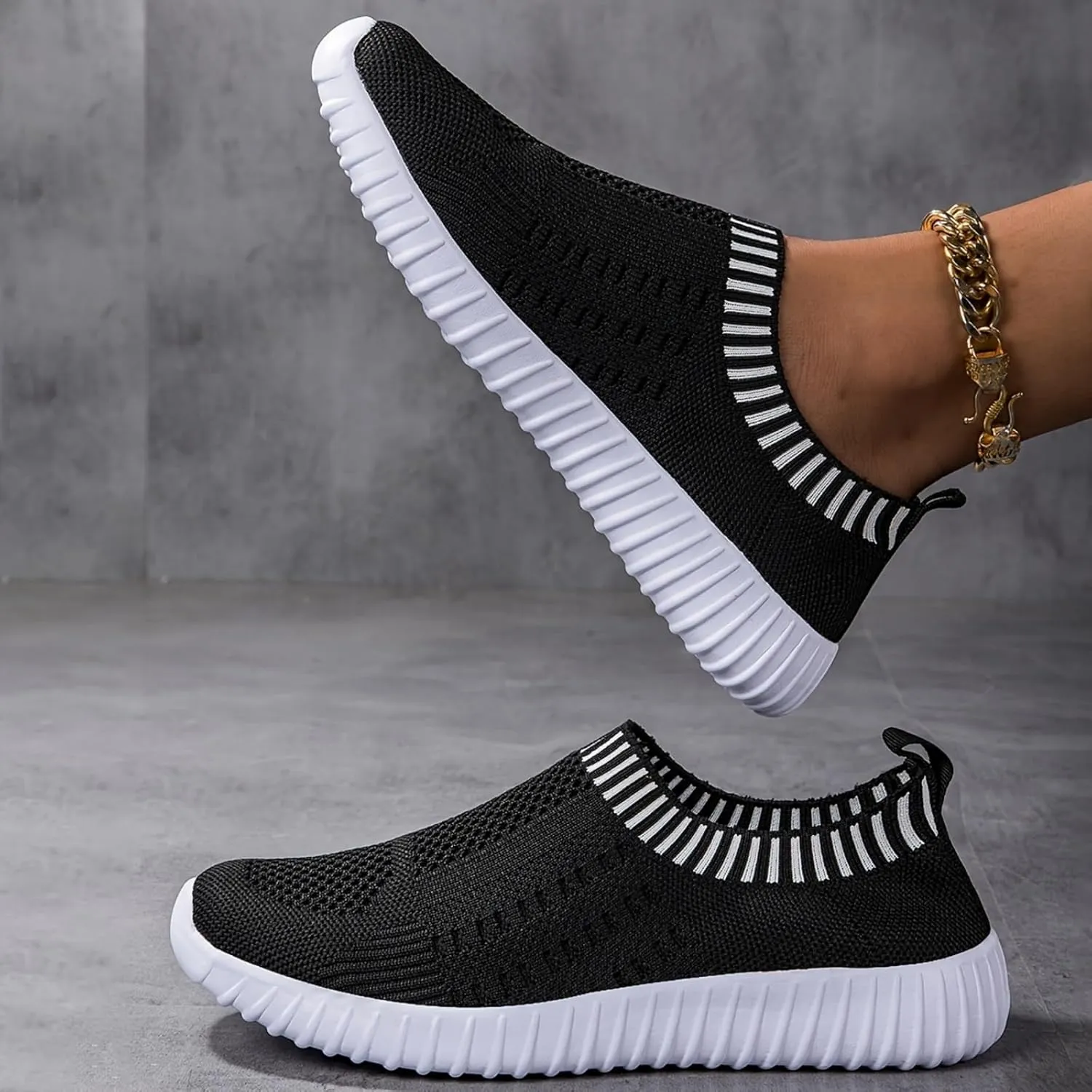 Women's Athletic Walking Shoes Lightweight Breathable Nurse Shoe Casual Non Slip Workout Sneakers Comfortable Tennis Workout Sneakers Mesh Knit Slip on Sneaker