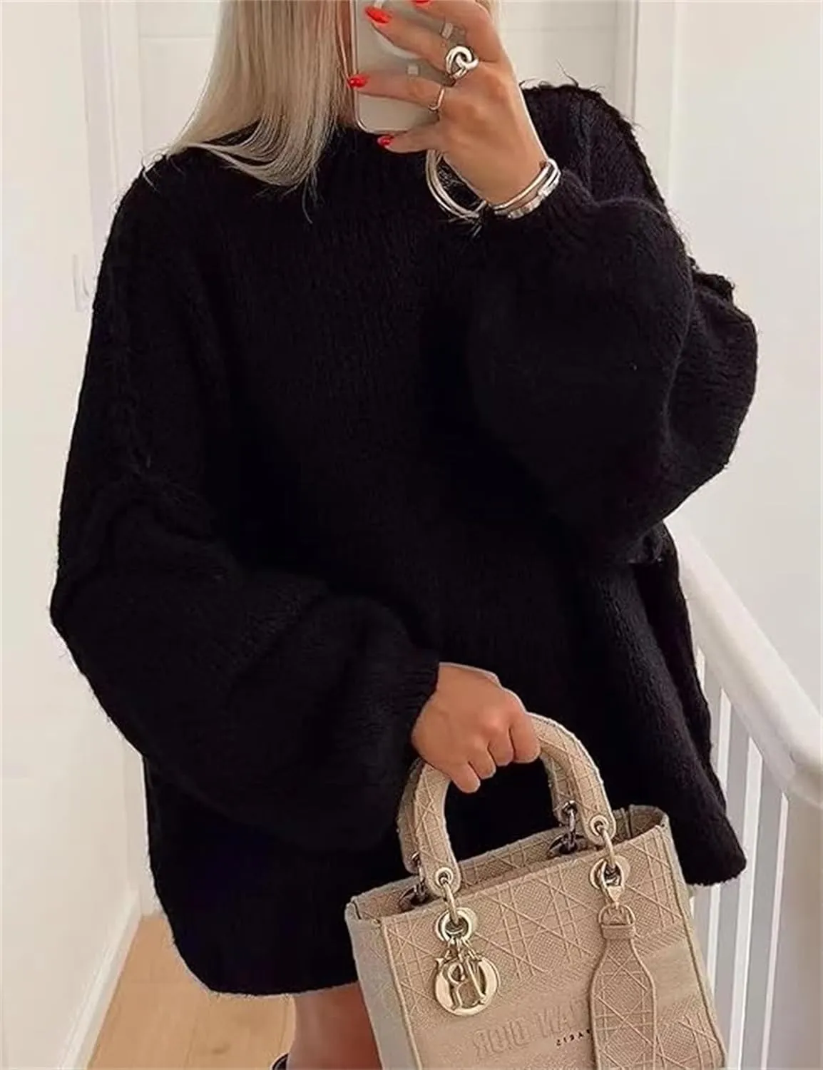 Women's Crewneck Color Block Sweaters for Women Long Sleeve Chunky Fall Pullover Sweater Fuzzy Knit Chunky Warm Top
