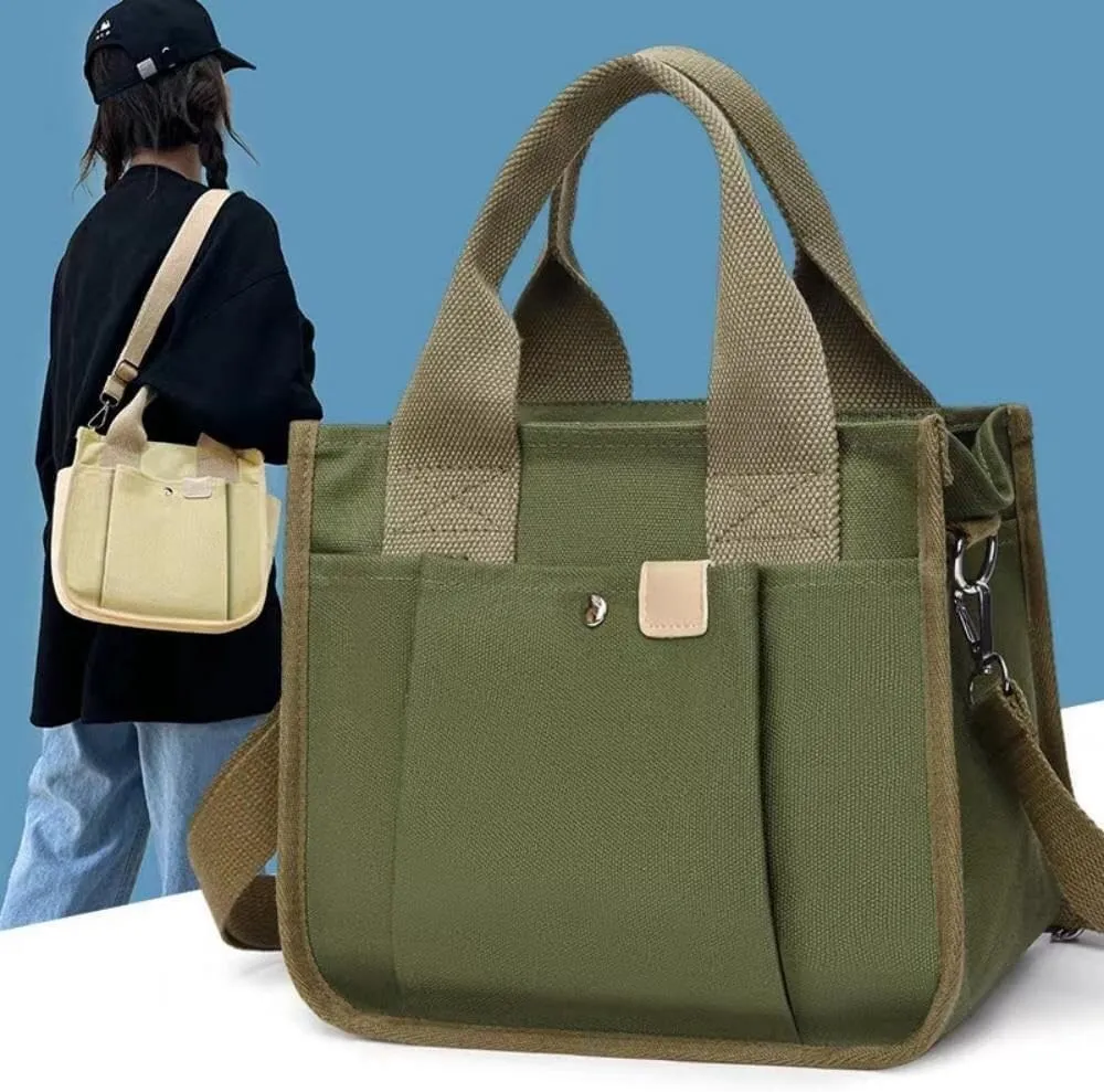 Women's Crossbody Shoulder Bag Multi Compartment Canvas Tote Bag Canvas Hobo Messenger Bag with Zipper Satchel