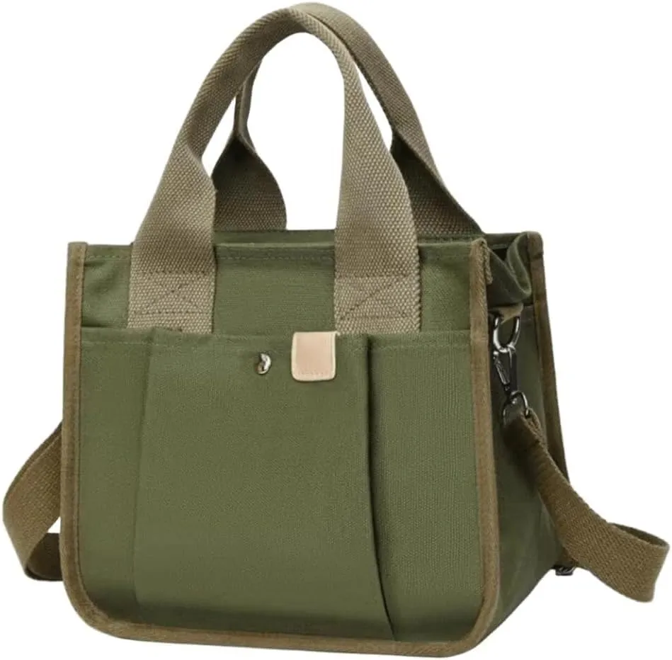 Women's Crossbody Shoulder Bag Multi Compartment Canvas Tote Bag Canvas Hobo Messenger Bag with Zipper Satchel