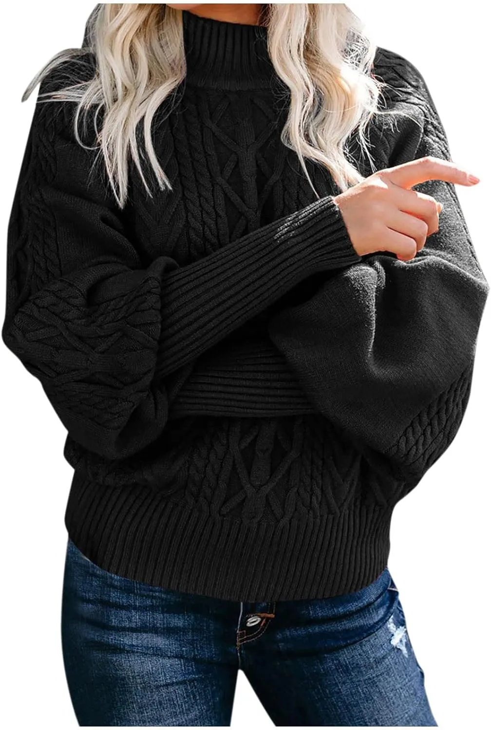 Women's Fall Solid Ladies Sweaters 2024 Knit Loose Long Sleeve Chunky Knit Sweaters for Women Casual Autumn Tops Y2K