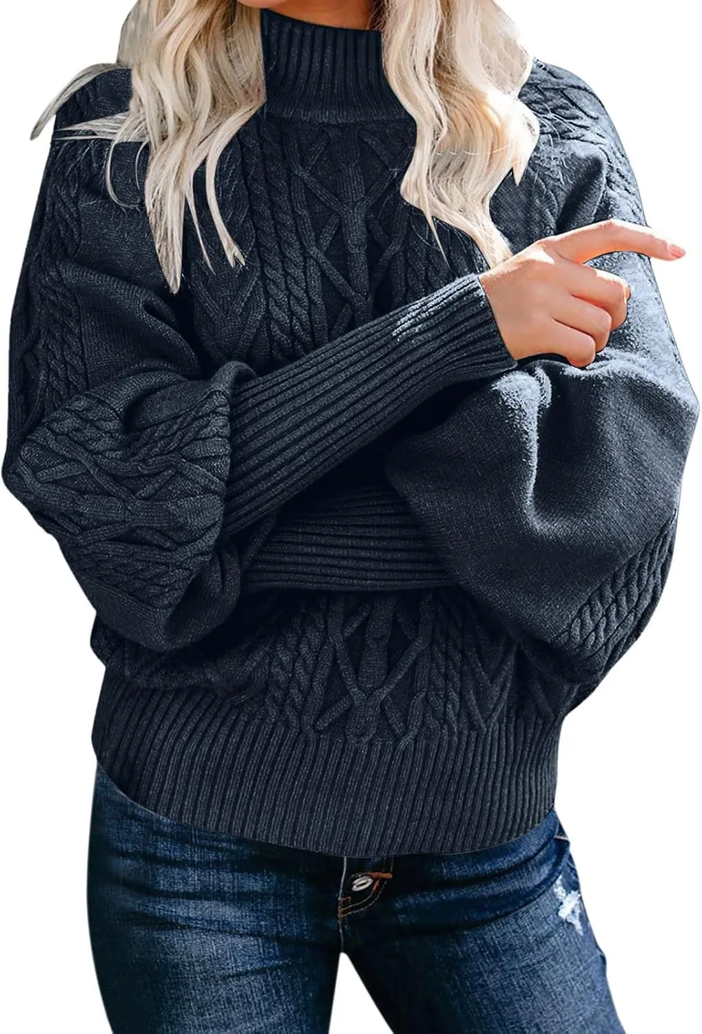 Women's Fall Solid Ladies Sweaters 2024 Knit Loose Long Sleeve Chunky Knit Sweaters for Women Casual Autumn Tops Y2K