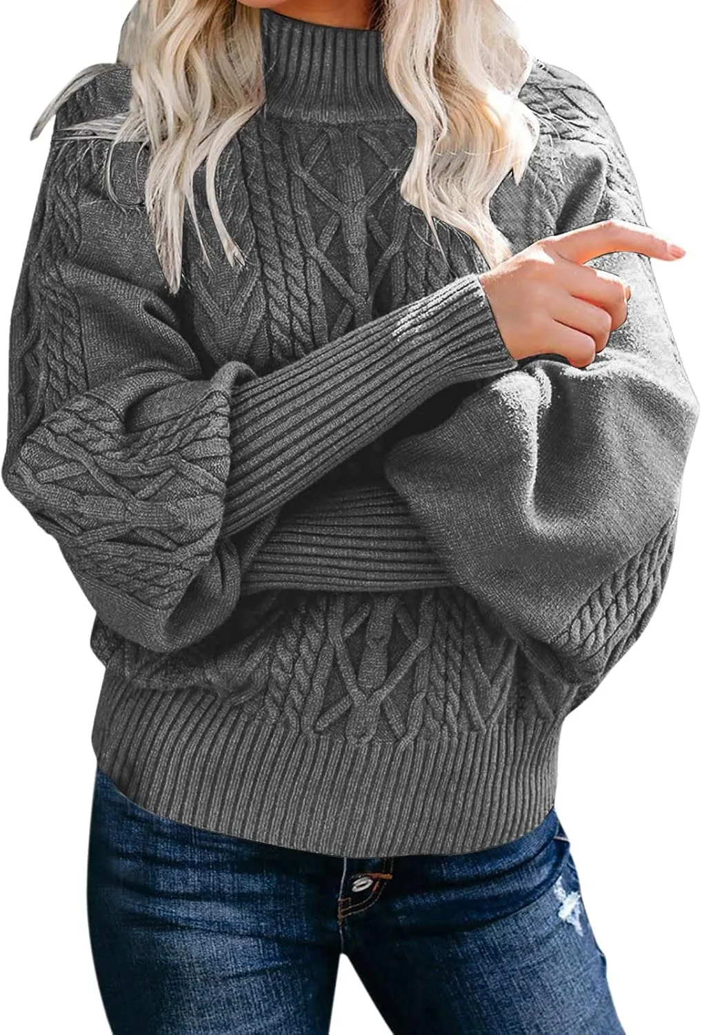 Women's Fall Solid Ladies Sweaters 2024 Knit Loose Long Sleeve Chunky Knit Sweaters for Women Casual Autumn Tops Y2K