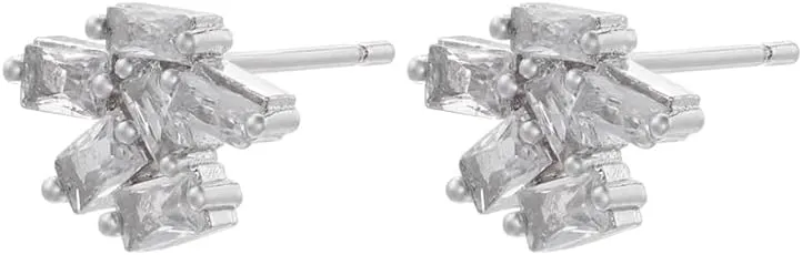 Women's Gold Tone Triple CZ Stone Bar Stud Earrings, Minimalist Mini Line Design