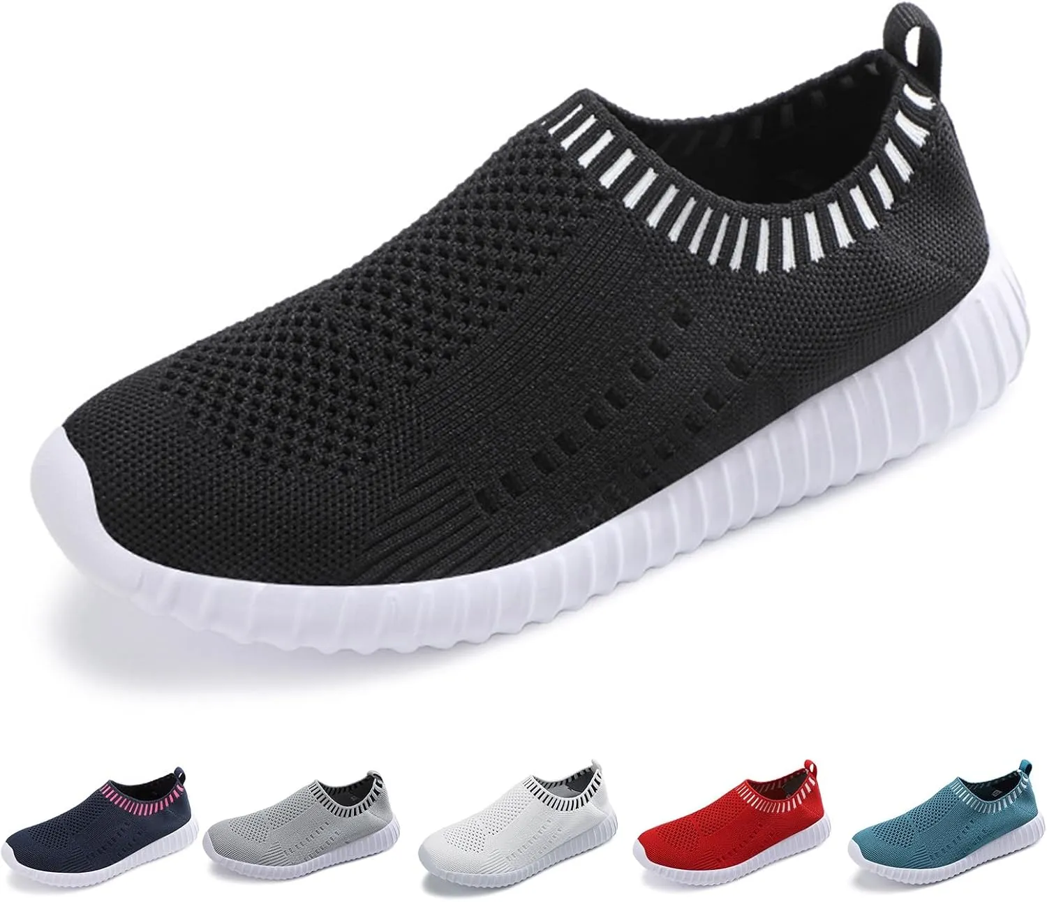 Women's Mesh Flats Shoes Knit Slip on Comfortable Sneaker Breathable Slip on Walking Tennis Shoes Casual Fashion Athletic Sneakers
