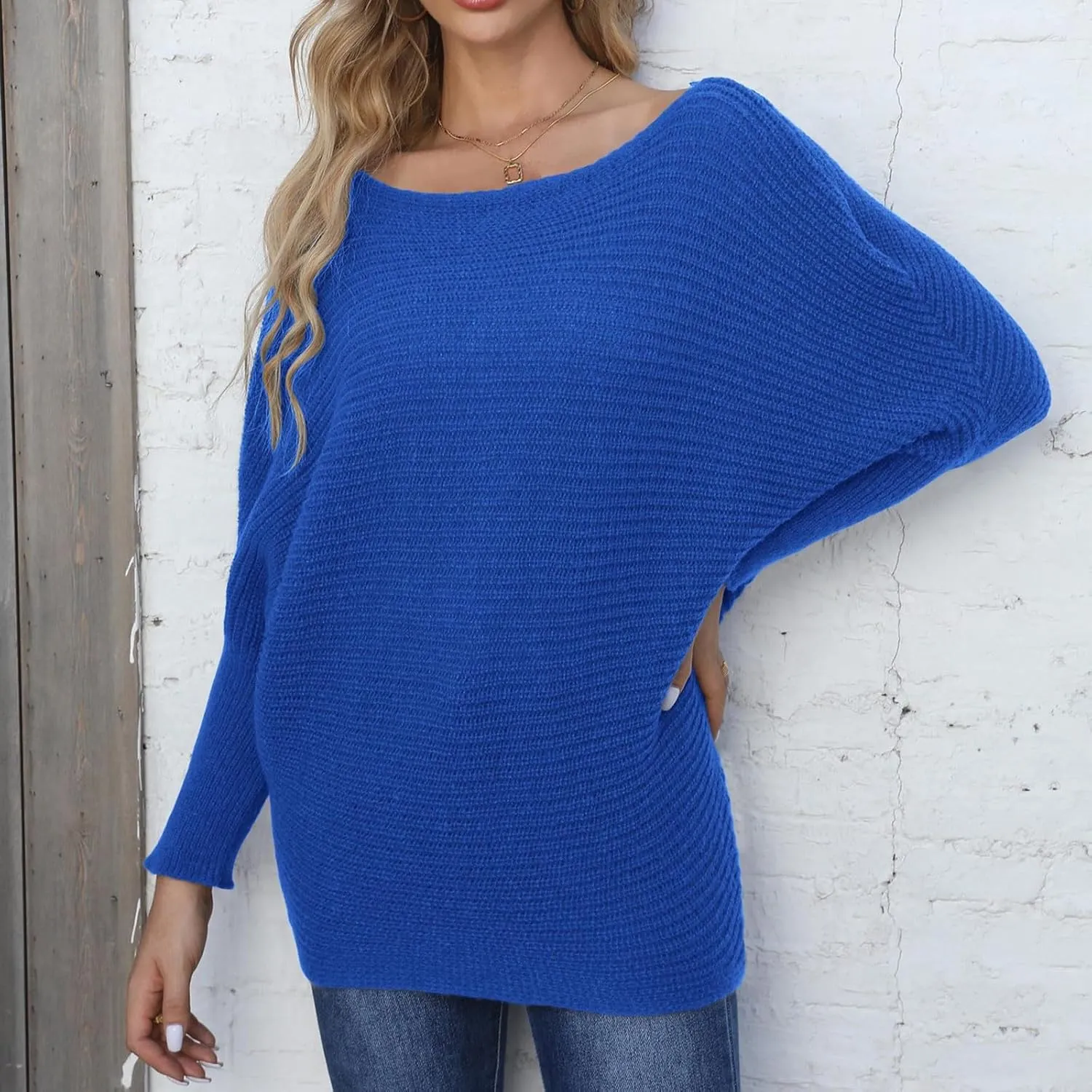 Womens Oversized Crewneck Long Sleeve Sweater Pullover Top Casual Ribbed Knit Sweaters Top 2024 Fall Outfits