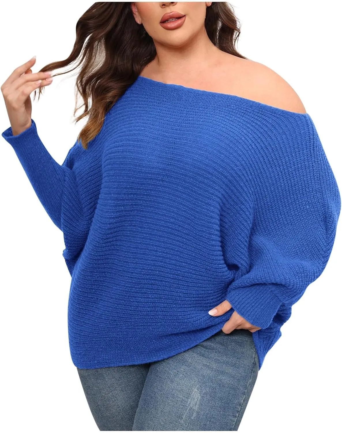 Womens Oversized Crewneck Long Sleeve Sweater Pullover Top Casual Ribbed Knit Sweaters Top 2024 Fall Outfits