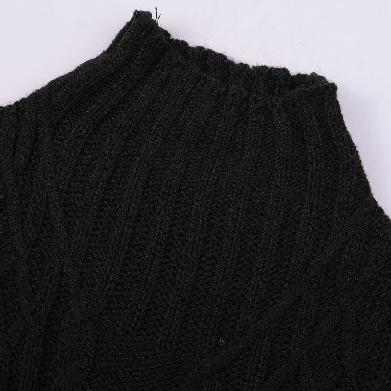 Women's Oversized Turtleneck Knitted Wool Knit Bottom Female Long Sleeve Thick Loose Pullover Sweater Dress Fall