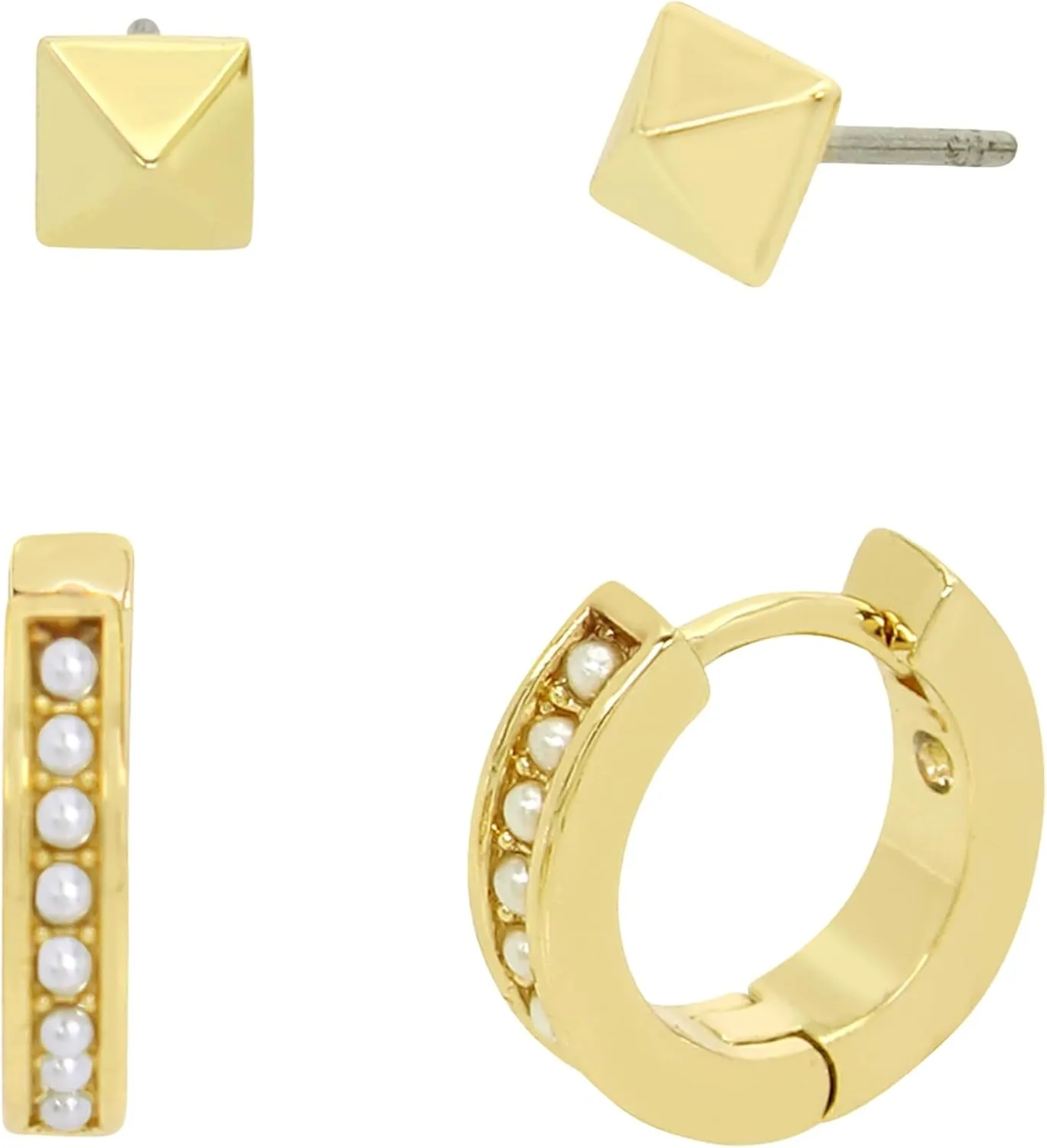 Women's Pyramid Stud Duo Earring Set