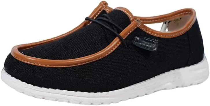 Women's Solid Comfortable Lace-up Loafers Orthopedic Ultralight Canvas Boat Casual Shoes with Arch Support Lightweight Slip On Sneakers