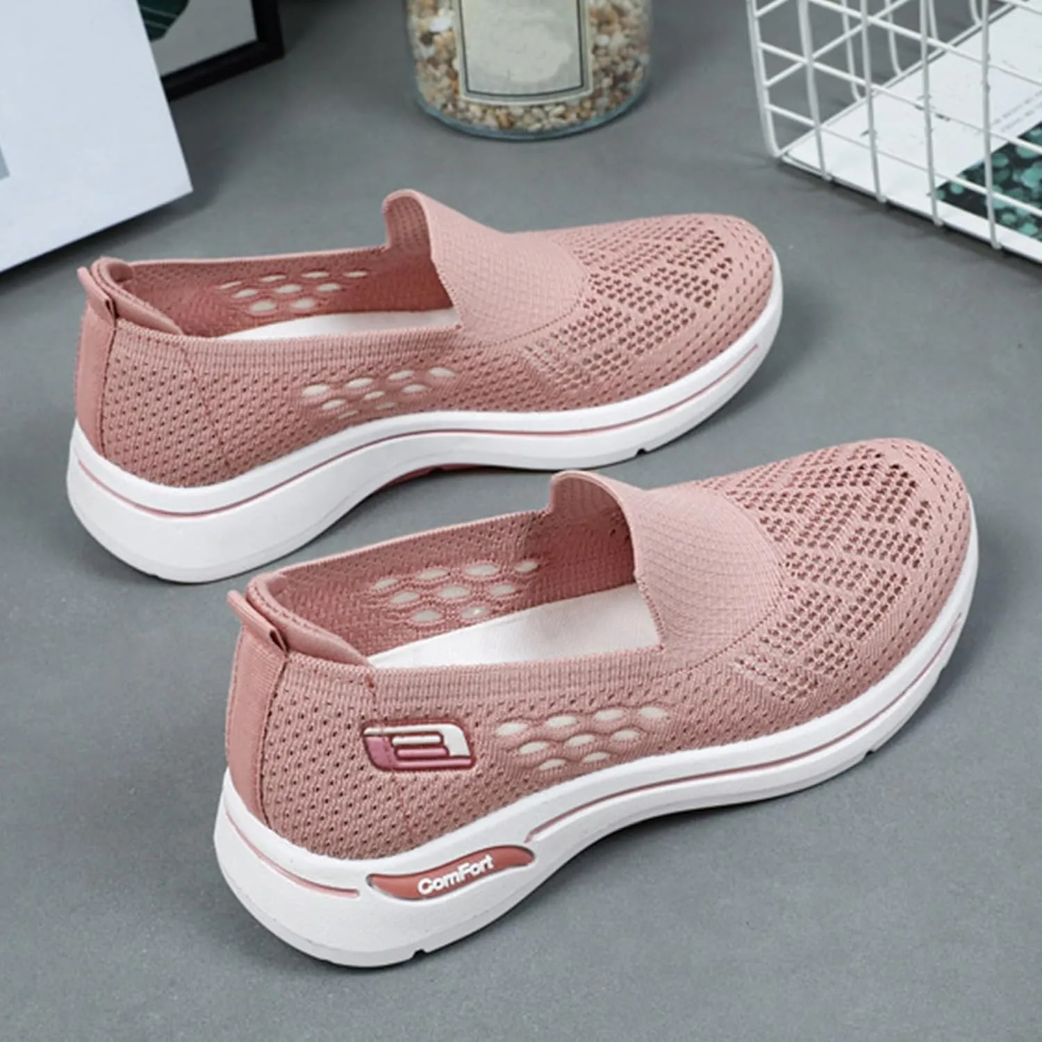 Womens Walking Shoes Orthopedic Walking Shoes for Women Slip on Sneakers Knit Lightweight Comfortable Breathable Sneakers for Arch Support 2025