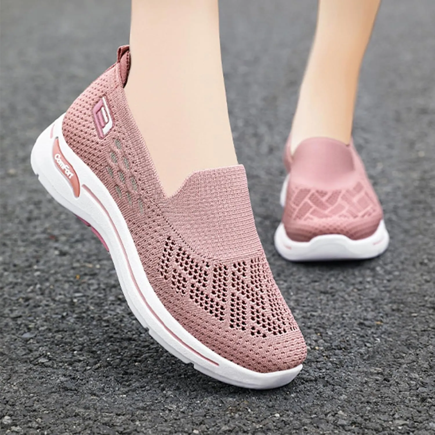 Womens Walking Shoes Orthopedic Walking Shoes for Women Slip on Sneakers Knit Lightweight Comfortable Breathable Sneakers for Arch Support 2025