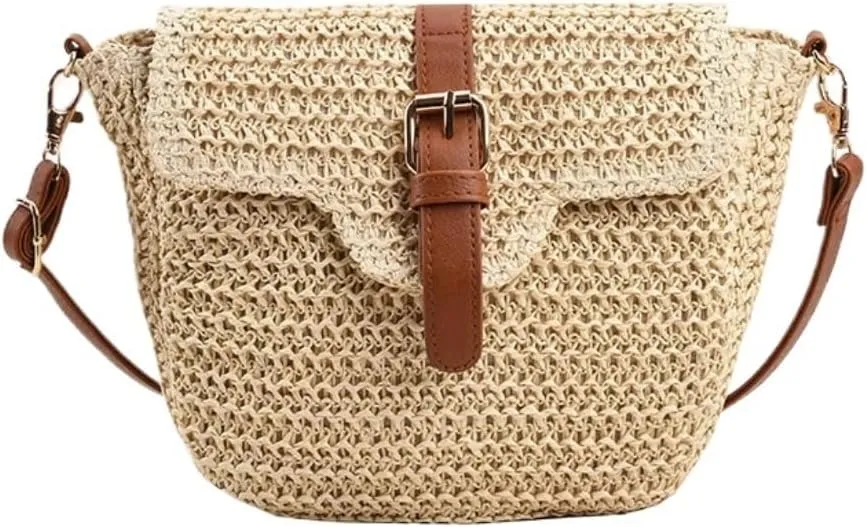 Woven bag,vacation handbags,Straw Bag Straw Bag, Outing Messenger Bag, Beach Bag, Woven Shoulder Bag, Mobile Phone Bag Straw Bag Tote(Brown)