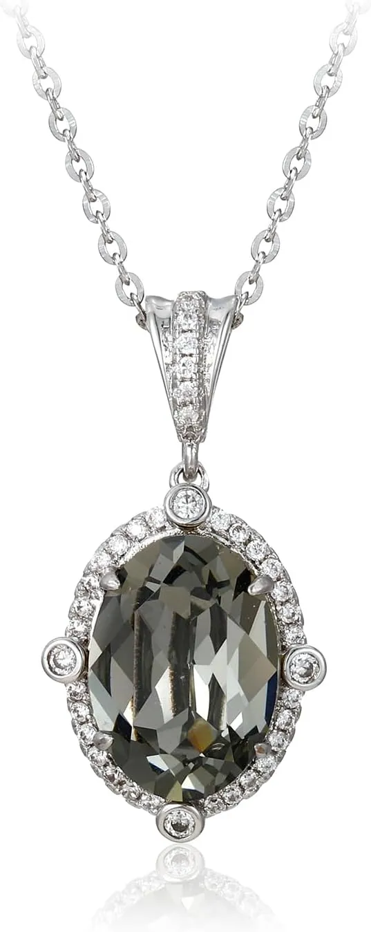 XUPING Black Necklace for Women Silver Pendant Crystal Necklace Crystals Charming Necklaces Fine Jewelry Gold Dainty Pendant Necklace Anniversary Birthday Jewelry Gifts Valentine's Day Gift