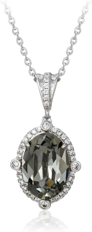 XUPING Black Necklace for Women Silver Pendant Crystal Necklace Crystals Charming Necklaces Fine Jewelry Gold Dainty Pendant Necklace Anniversary Birthday Jewelry Gifts Valentine's Day Gift