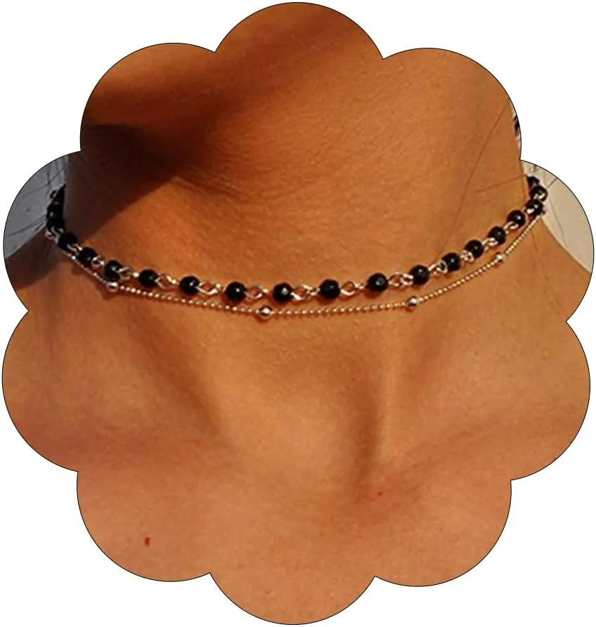 Yalice Beaded Choker Necklace Dainty Opal Birthstone Chokers Necklaces Jewelry for Women