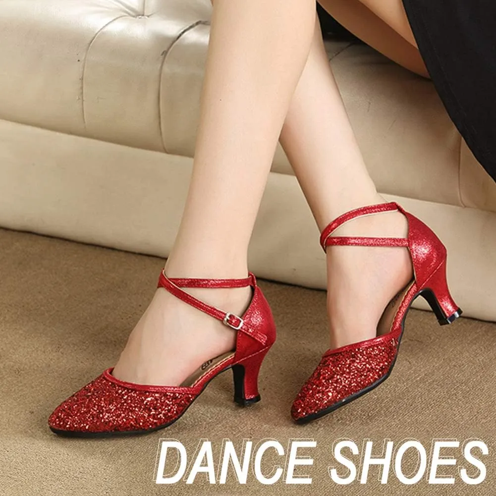 YKXLM Closed Toe Dance Shoes for Women Ballroom Dance Shoes Character Party Prom Dancing Pump,DY225