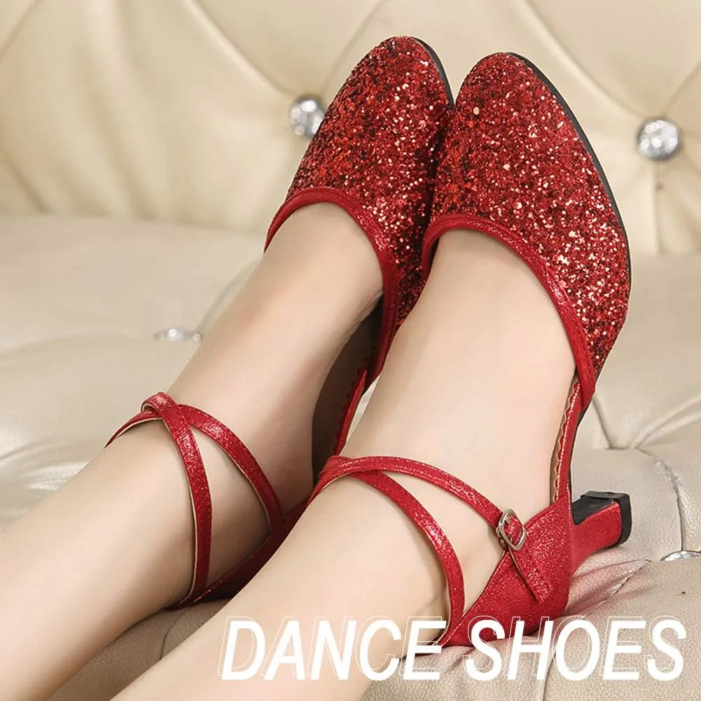 YKXLM Closed Toe Dance Shoes for Women Ballroom Dance Shoes Character Party Prom Dancing Pump,DY225