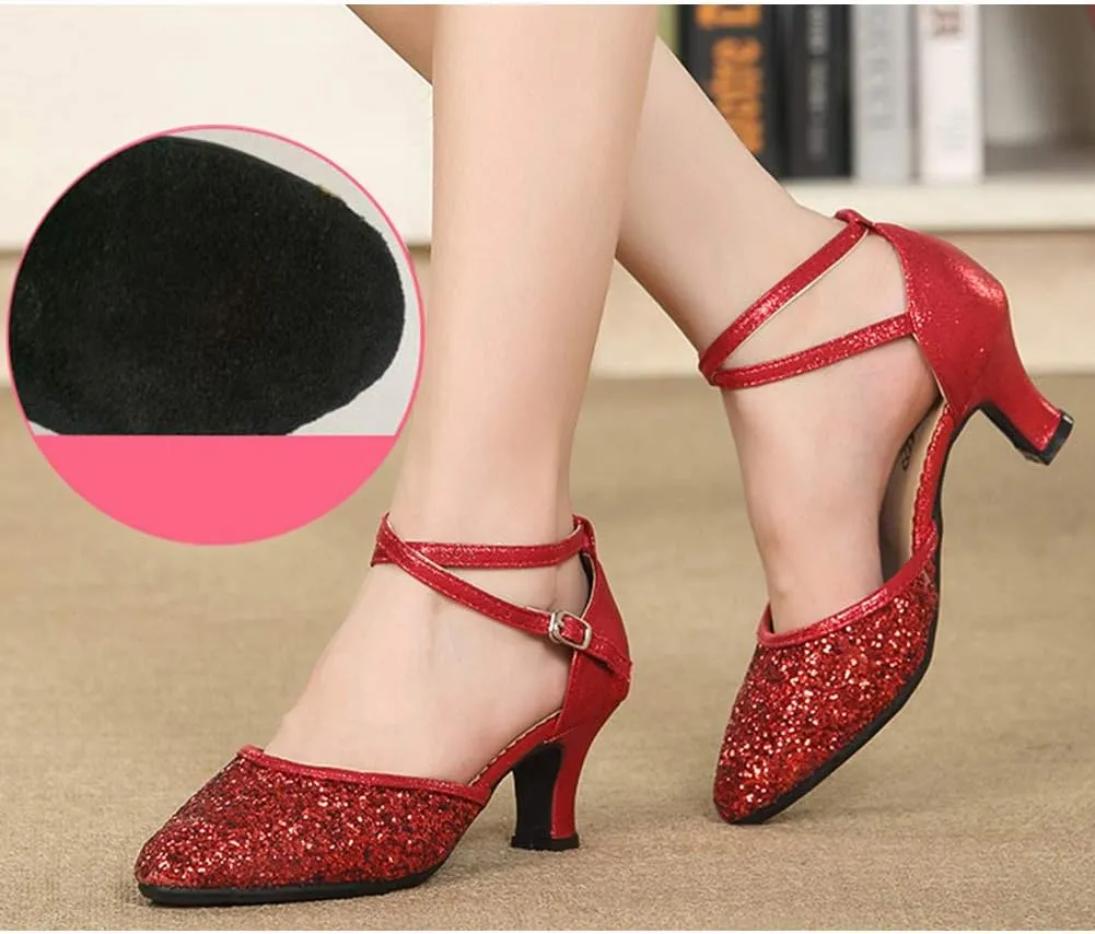 YKXLM Closed Toe Dance Shoes for Women Ballroom Dance Shoes Character Party Prom Dancing Pump,DY225