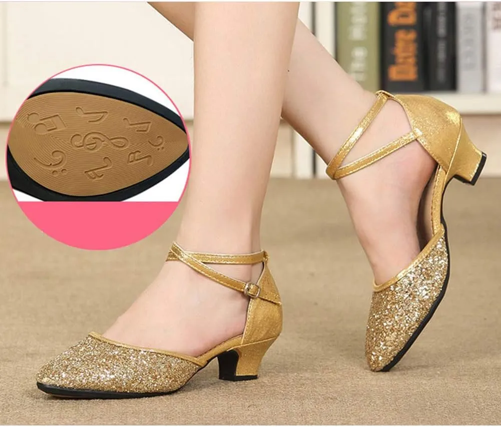 YKXLM Closed Toe Dance Shoes for Women Ballroom Dance Shoes Character Party Prom Dancing Pump,DY225