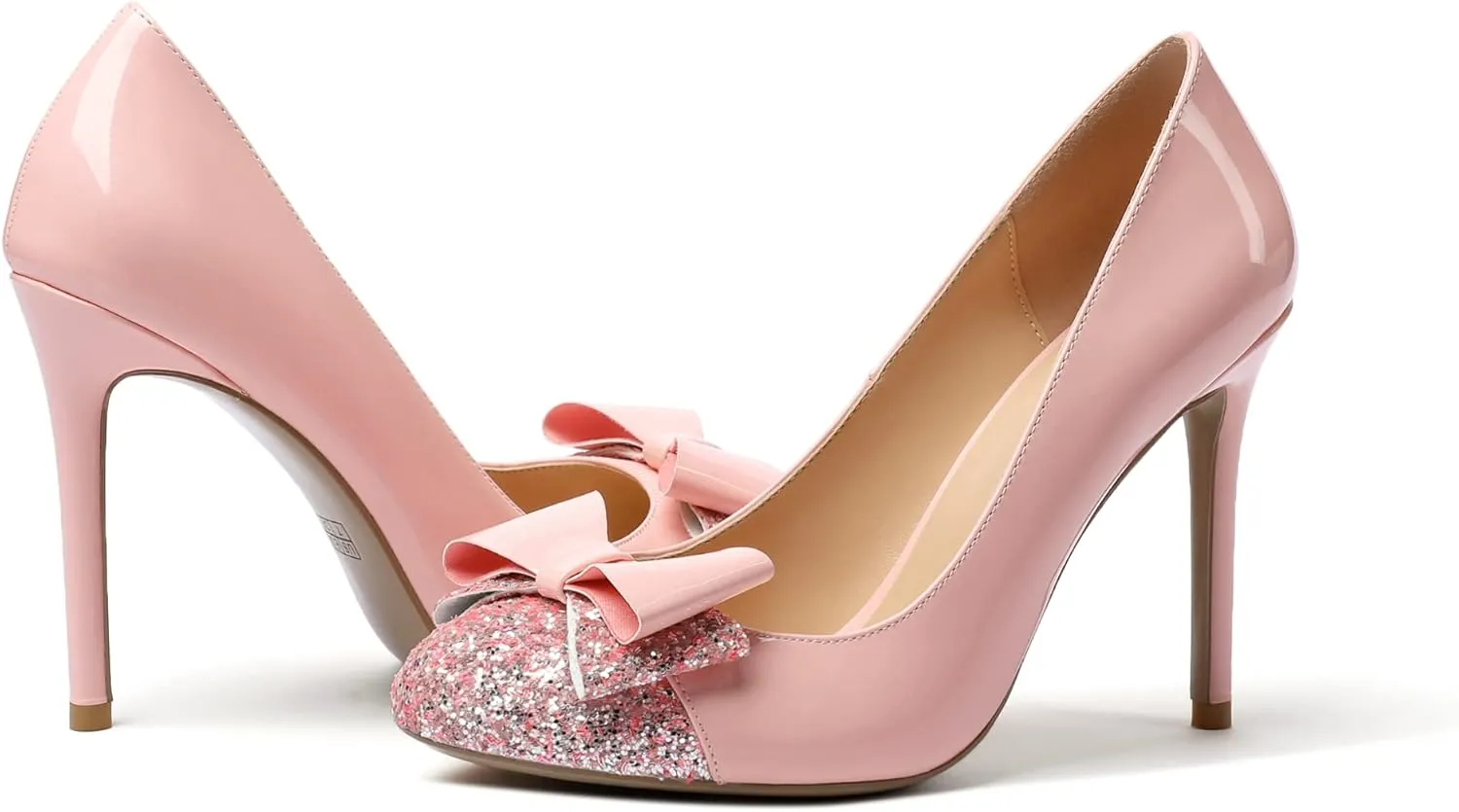 YODEKS Women's Round Toe Pumps, High Heel Slip on, Bow Knotted Heels for Pary Dress Work Office Workplace