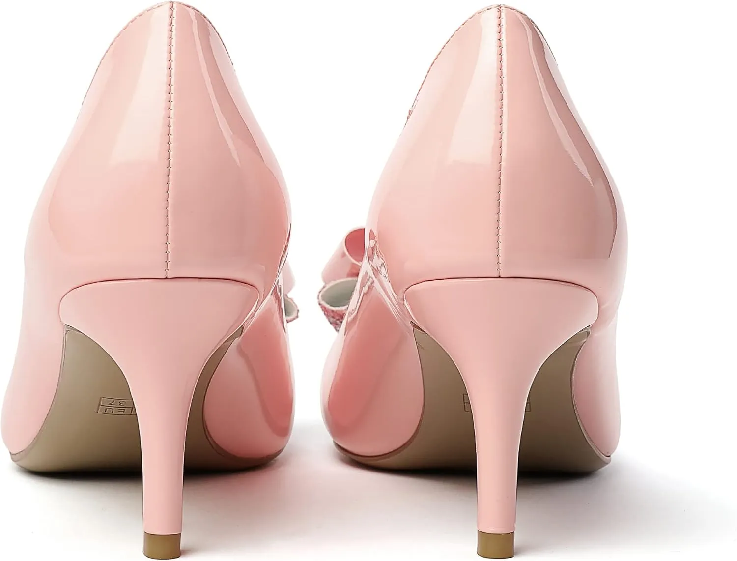 YODEKS Women's Round Toe Pumps, High Heel Slip on, Bow Knotted Heels for Pary Dress Work Office Workplace
