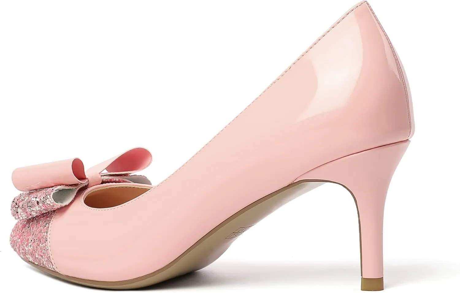 YODEKS Women's Round Toe Pumps, High Heel Slip on, Bow Knotted Heels for Pary Dress Work Office Workplace