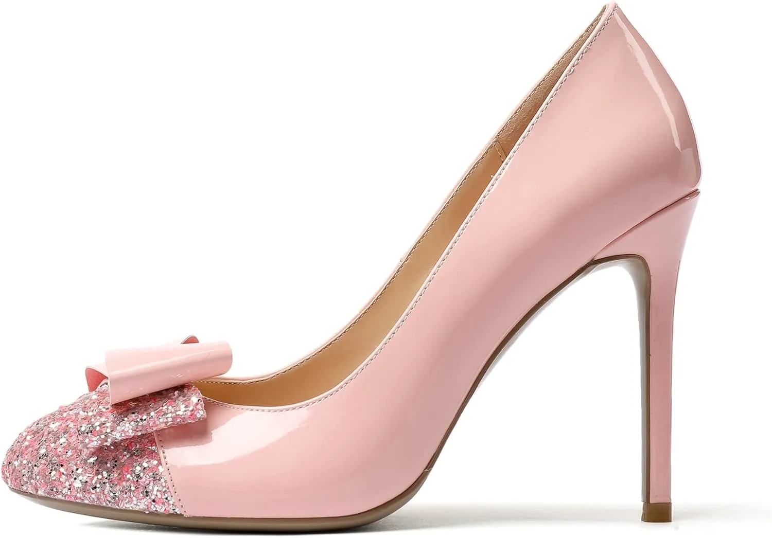 YODEKS Women's Round Toe Pumps, High Heel Slip on, Bow Knotted Heels for Pary Dress Work Office Workplace