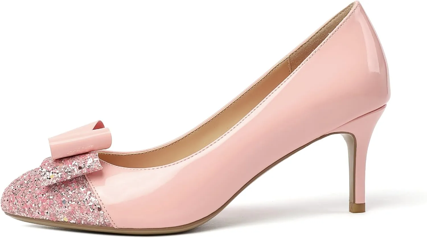 YODEKS Women's Round Toe Pumps, High Heel Slip on, Bow Knotted Heels for Pary Dress Work Office Workplace