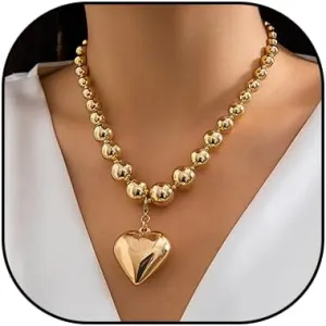 YOOESTORES82 Heart Necklaces for Women Gold Chunky Heart Necklace Beads Choker Necklaces Y2k Necklace Trendy Jewelry Accessories Gifts