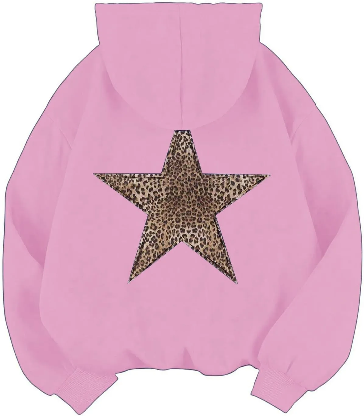 ZWRXW Oversized Graphic Hoodie Sweatshirt for Women Leopard Star Long Sleeve Pullover Sweater Fashion Y2K Outfits Tops